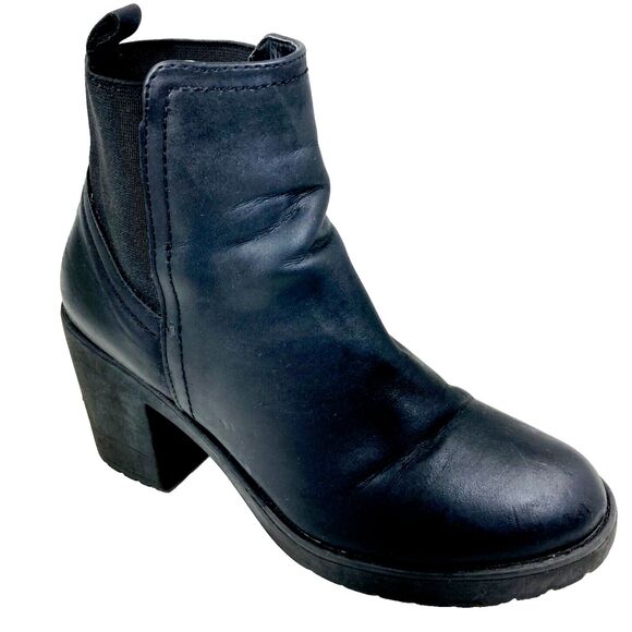 XAppeal Ankle Boots Chelsea Chunky Heel Lugs Black 7" Faux Leather Gemma 7 Women - Picture 1 of 14